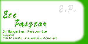 ete pasztor business card
