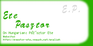 ete pasztor business card